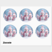 かわいいクリスマス雪だるまステッカー ラウンドシール (シート)