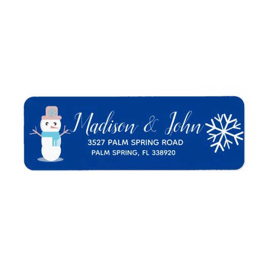 かわいいクリスマス雪だるまスノーフレークアドレス ラベル (正面)