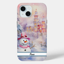 かわいいクリスマス雪だるまタフ iPhone 15ケース