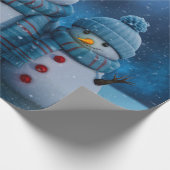 かわいいクリスマス雪だるまファミリー ラッピングペーパー (角)