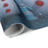 かわいいクリスマス雪だるまファミリー ラッピングペーパー (ロールコーナー)