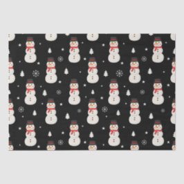 かわいいクリスマス雪だるまブラック 薄葉紙