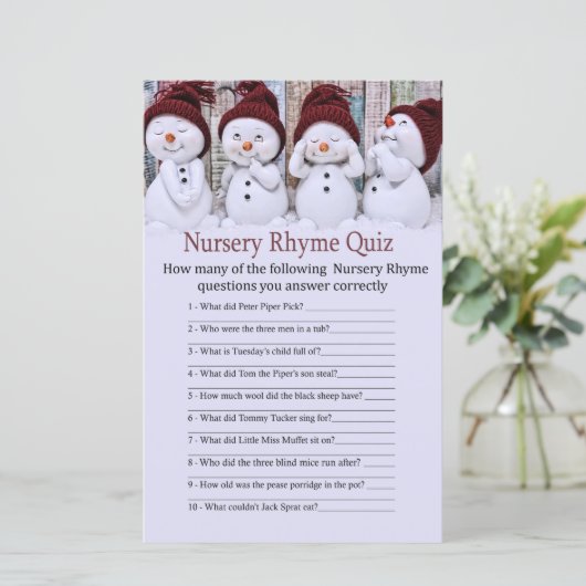 かわいいクリスマス雪だるま子供部屋韻クイズゲーム (スタンド正面)