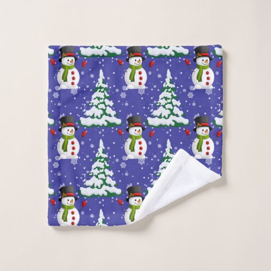 かわいいクリスマス雪だるま柄バスタオオルセット バスタオルセット (ウォッシュタオル)