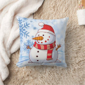 かわいいクリスマス雪だるま クッション (ブランケット)