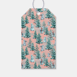 かわいいクリスマス雪だるま、クリスマスツリー、ギフト ギフトタグ