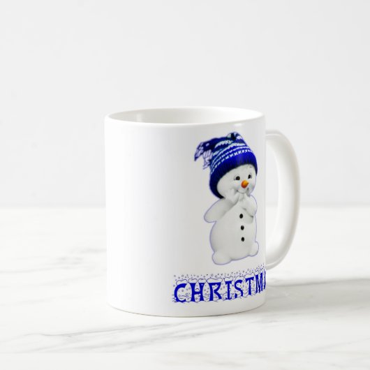 かわいいクリスマス雪だるま コーヒーマグカップ (正面右)