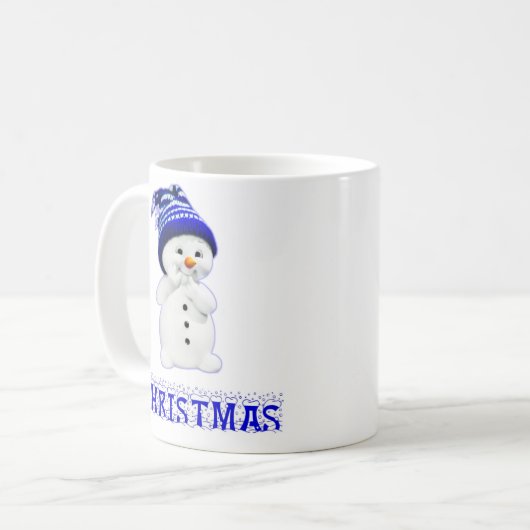 かわいいクリスマス雪だるま コーヒーマグカップ (正面左)