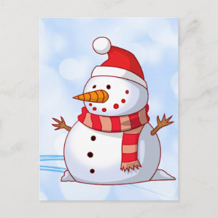 かわいいクリスマス雪だるま シーズンポストカード