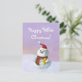 かわいいクリスマス雪だるま シーズンポストカード (スタンド正面)