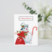 かわいいクリスマス雪だるま シーズンポストカード (スタンド正面)