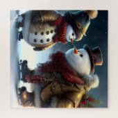 かわいいクリスマス雪だるま ジグソーパズル (横)