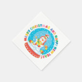 かわいいクリスマス雪だるま スタンダードカクテルナプキン (角)