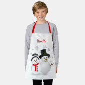 かわいいクリスマス雪だるま パーソナライズされた エプロン (着用した状態)