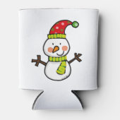 かわいいクリスマス雪だるま-フェスティバル 缶クーラー (正面)