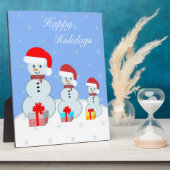 かわいいクリスマス雪だるま フォトプラーク (側面)