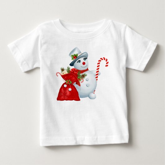 かわいいクリスマス雪だるま ベビーTシャツ (正面)