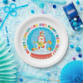 かわいいクリスマス雪だるま ペーパープレート (パーティー)