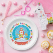 かわいいクリスマス雪だるま ペーパープレート (パーティー)