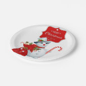 かわいいクリスマス雪だるま ペーパープレート (アングル)