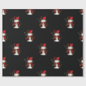 かわいいクリスマス雪だるま ラッピングペーパー (フラット)