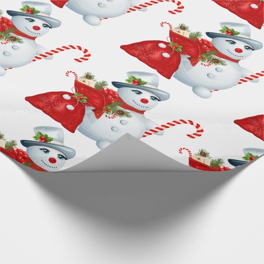 かわいいクリスマス雪だるま ラッピングペーパー (角)