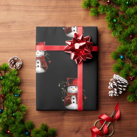 かわいいクリスマス雪だるま ラッピングペーパー