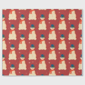 かわいいクリスマス雪だるま ラッピングペーパー (フラット)