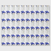 かわいいクリスマス雪だるま ラッピングペーパー (フラット)