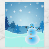 かわいいクリスマス雪だるま ワインラベル (シングルラベル)