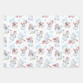 かわいいクリスマス雪だるま、小妖精や小人、ラッピング紙シート ラッピングペーパーシート (正面)