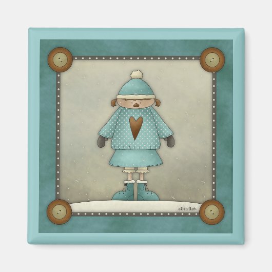 かわいいクリスマス雪の子 マグネット (正面)