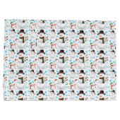 かわいいクリスマス雪の男性 ラージペーパーバッグ (裏面)