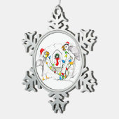 かわいいクリスマス飾パフィン小屋 スノーフレークピューターオーナメント (右)