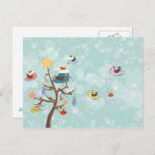 かわいいクリスマス鳥はがき シーズンポストカード (正面/裏面)