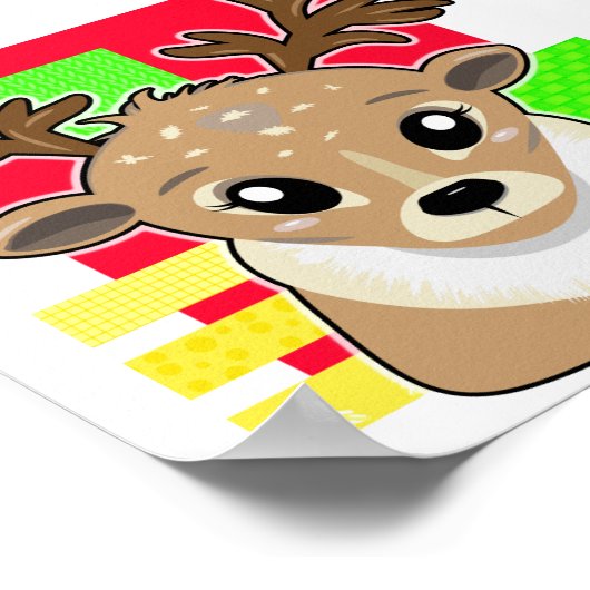 かわいいクリスマス鹿 ポスター (角)