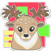 かわいいクリスマス鹿 | メリークリスマス シール (正面)