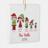 かわいいクリスマス5人の家族パーソナライズされた セラミックオーナメント (右)