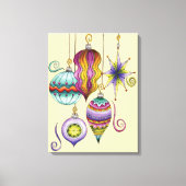 かわいいクリスマス エレガントでおしゃれなガラスオーナメント キャンバスプリント (正面)