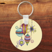 かわいいクリスマス　エレガントでおしゃれなガラスオーナメント キーホルダー (正面)