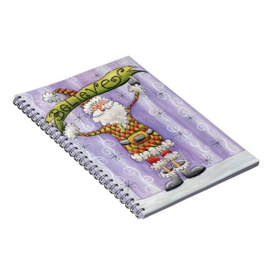 かわいいクリスマス カートゥーン サンタクロースを信じてる ノートブック (右側)