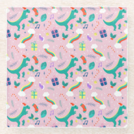 かわいいクリスマス ガラスコースター