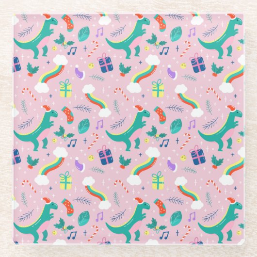 かわいいクリスマス ガラスコースター (正面)