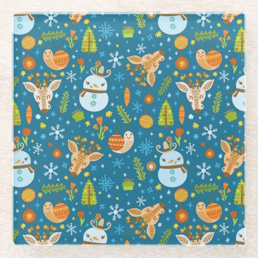 かわいいクリスマス ガラスコースター (正面)