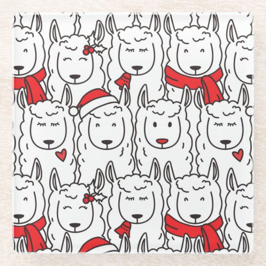 かわいいクリスマス ガラスコースター (正面)