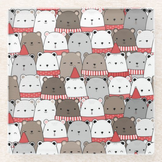 かわいいクリスマス ガラスコースター (正面)