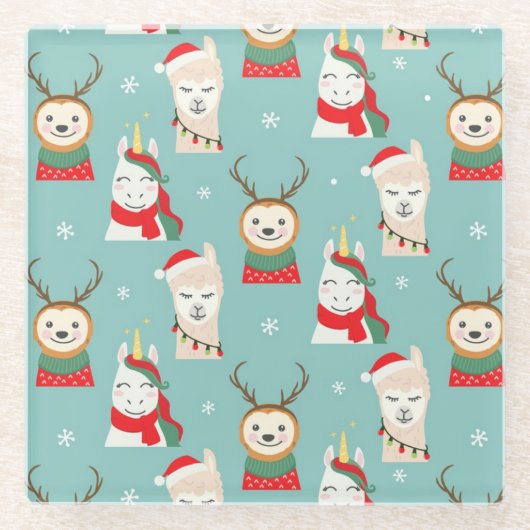 かわいいクリスマス ガラスコースター (正面)