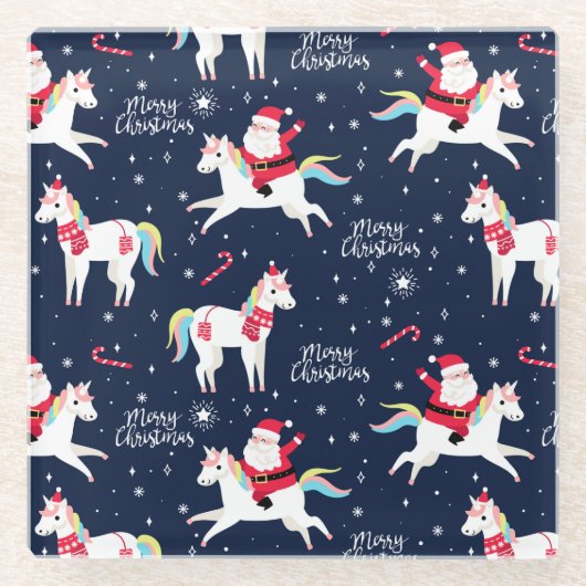 かわいいクリスマス ガラスコースター (正面)