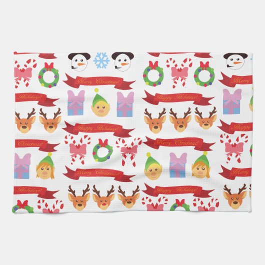 かわいいクリスマス キッチンタオル (横)