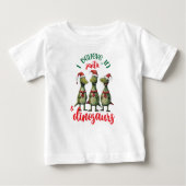 かわいいクリスマス サンタと恐竜を信じてる ベビーTシャツ (正面)